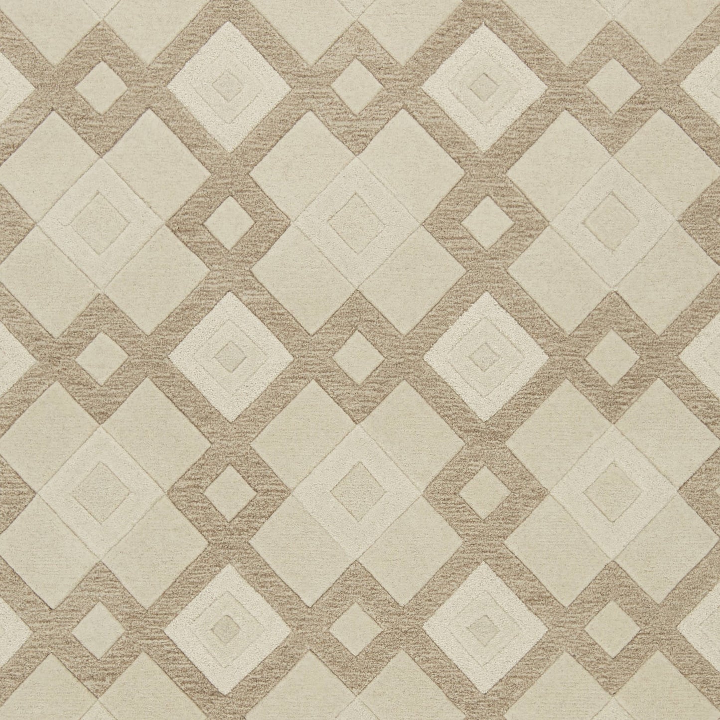 8' X 11' Ivory Wool Geometric Hand Tufted Area Rug