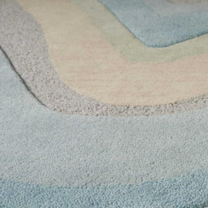 8' X 10' Blue Beige And Green Wool Abstract Hand Tufted Area Rug