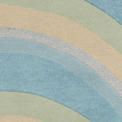 8' X 10' Blue Beige And Green Wool Abstract Hand Tufted Area Rug