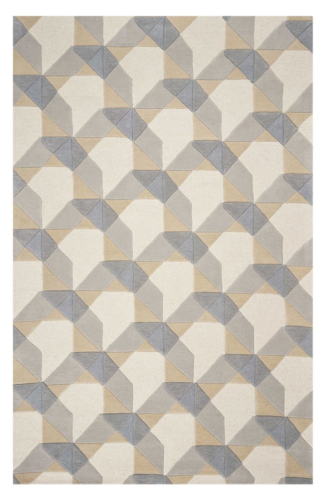 3' X 5' Ivory Gray And Cream Wool Geometric Area Rug