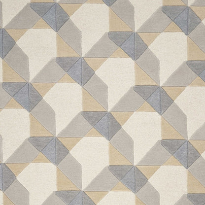 3' X 5' Ivory Gray And Cream Wool Geometric Area Rug
