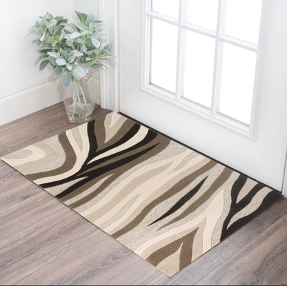 3' X 5' Beige Wool Abstract Hand Tufted Area Rug