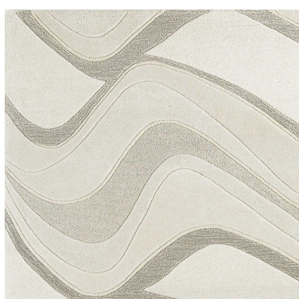 8' X 10' Ivory And Gray Wool Abstract Hand Tufted Area Rug