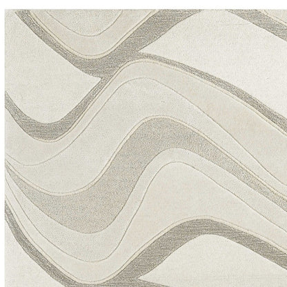 8' X 10' Ivory And Gray Wool Abstract Hand Tufted Area Rug