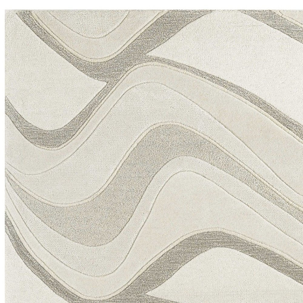 8' X 10' Ivory And Gray Wool Abstract Hand Tufted Area Rug