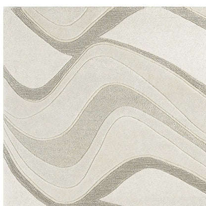 8' X 10' Ivory And Gray Wool Abstract Hand Tufted Area Rug