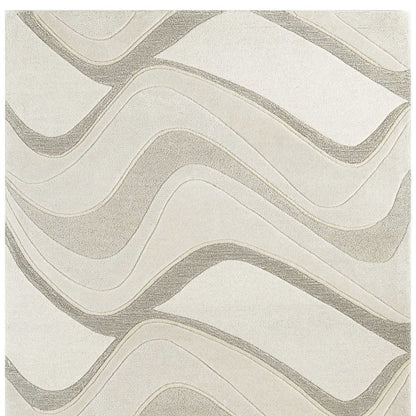 8' X 10' Ivory And Gray Wool Abstract Hand Tufted Area Rug
