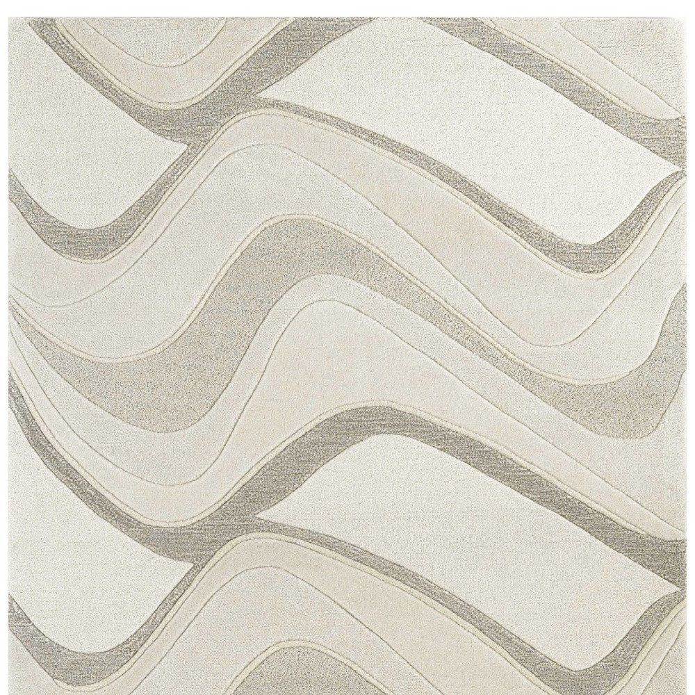8' X 10' Ivory And Gray Wool Abstract Hand Tufted Area Rug