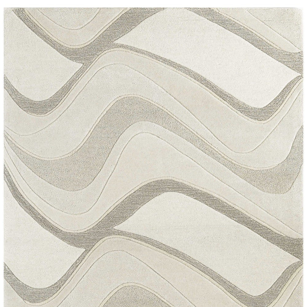 8' X 10' Ivory And Gray Wool Abstract Hand Tufted Area Rug