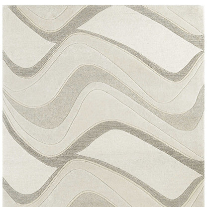 8' X 10' Ivory And Gray Wool Abstract Hand Tufted Area Rug
