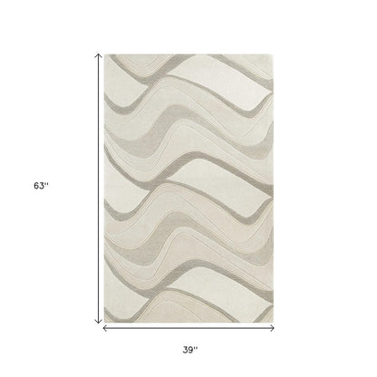 8' X 10' Ivory And Gray Wool Abstract Hand Tufted Area Rug