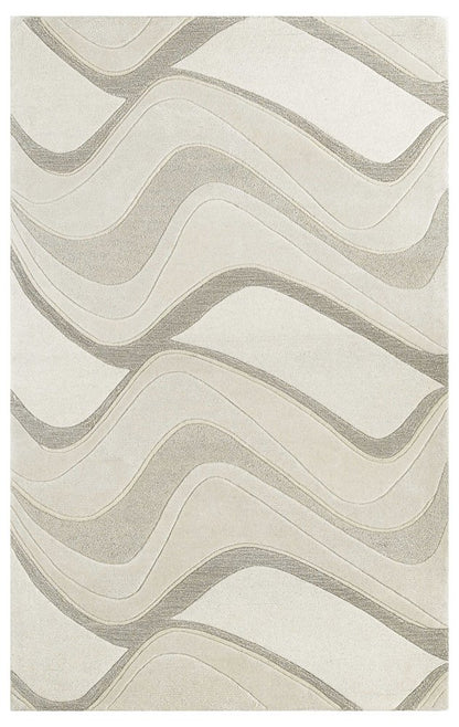 8' X 10' Ivory And Gray Wool Abstract Hand Tufted Area Rug