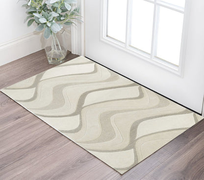 8' X 10' Ivory And Gray Wool Abstract Hand Tufted Area Rug