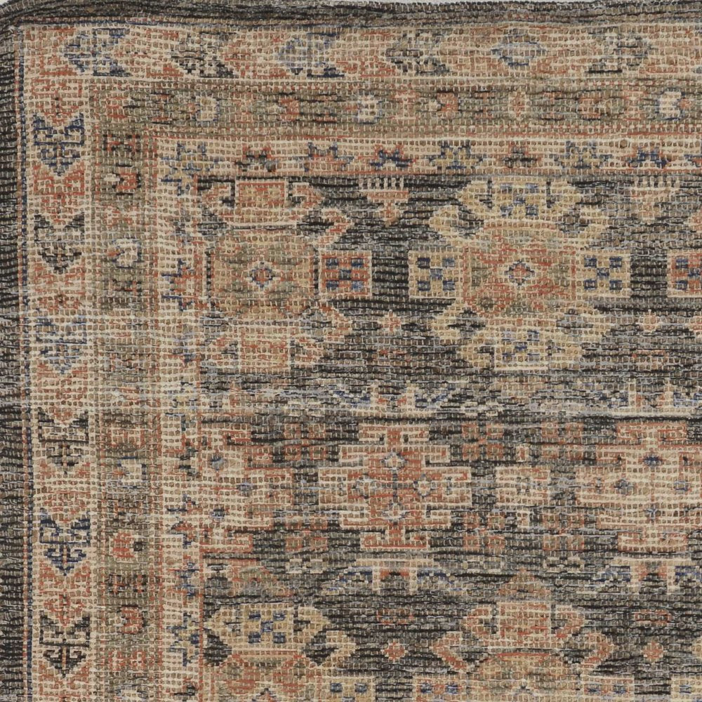 8' X 11' Brick Red Green And Brown Jute Southwestern Handmade Distressed Area Rug