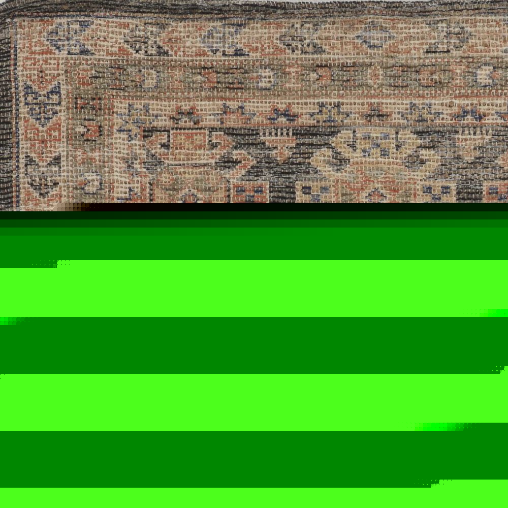 8' X 11' Brick Red Green And Brown Jute Southwestern Handmade Distressed Area Rug