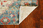 5' X 7' Blue Beige And Brick Red Jute Medallion Hand Woven Distressed Area Rug