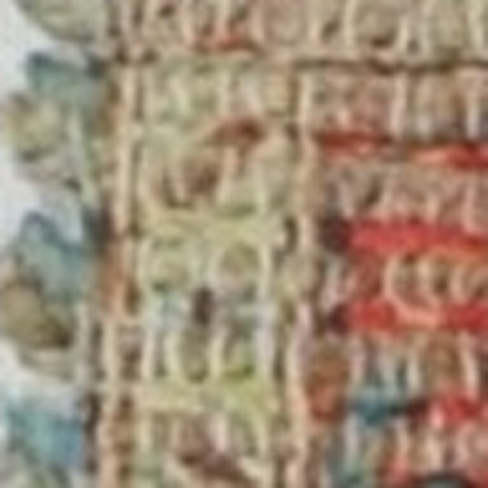 8' X 11' Blue Red And Beige Jute Floral Medallion Handmade Area Rug