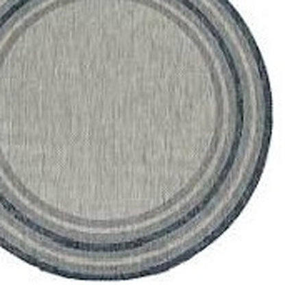 8' Blue And Gray Round Striped Indoor Outdoor Area Rug