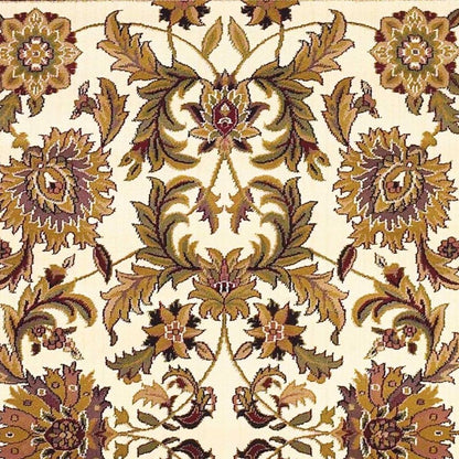 8' Ivory Red And Orange Floral Medallion Octagon Rug