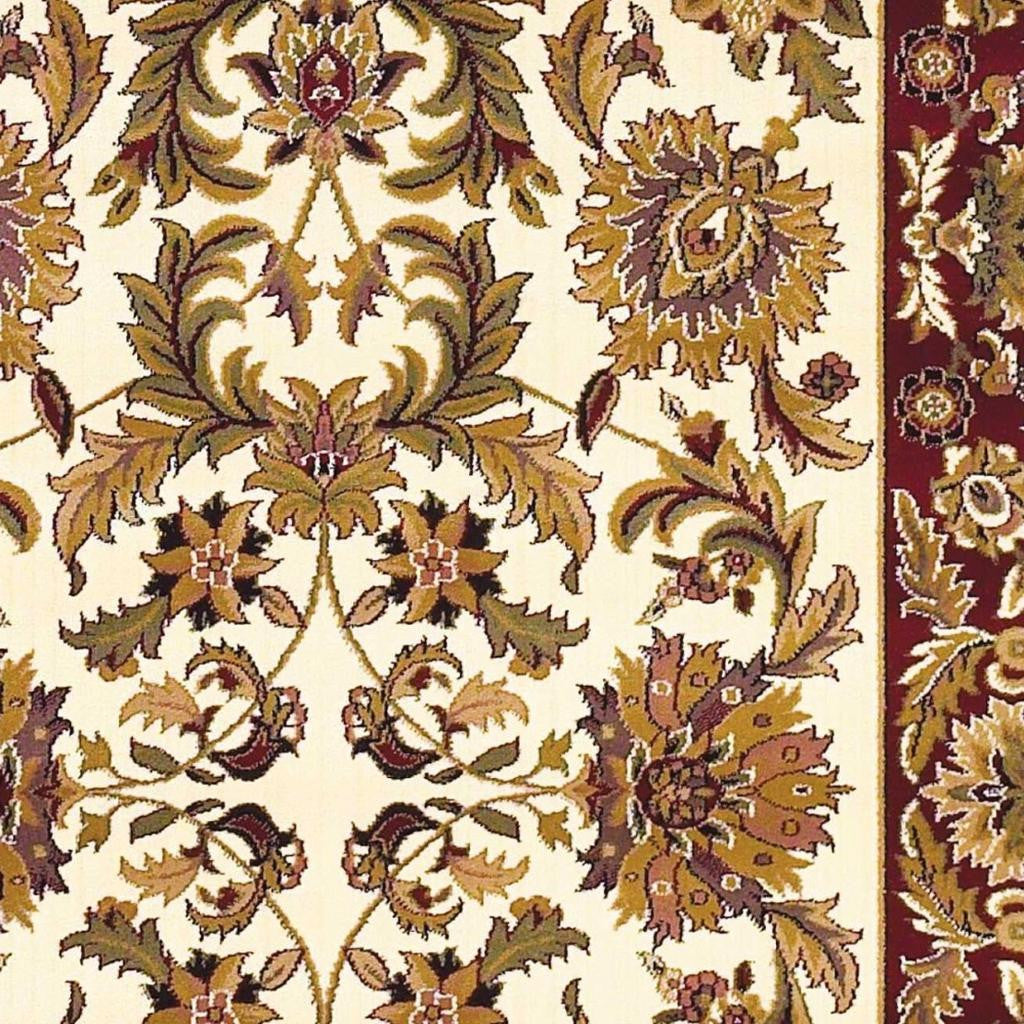 8' Ivory Red And Orange Floral Medallion Octagon Rug