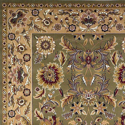 2' X 3' Green Taupe And Ivory Floral Medallion Area Rug