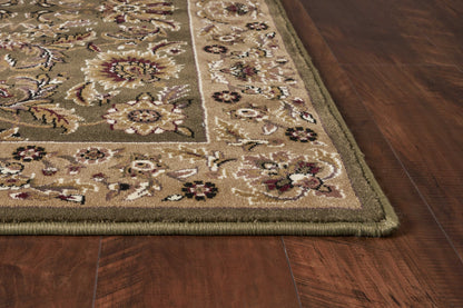 2' X 3' Green Taupe Machine Woven Floral Traditional Indoor Accent Rug