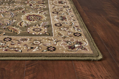 2' X 3' Green Taupe And Ivory Floral Medallion Area Rug