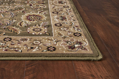 2' X 3' Green Taupe And Ivory Floral Medallion Area Rug