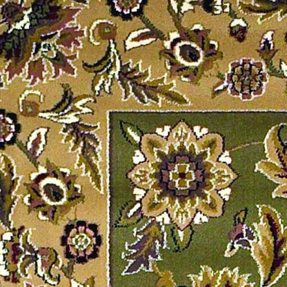 2' X 3' Green Taupe And Ivory Floral Medallion Area Rug
