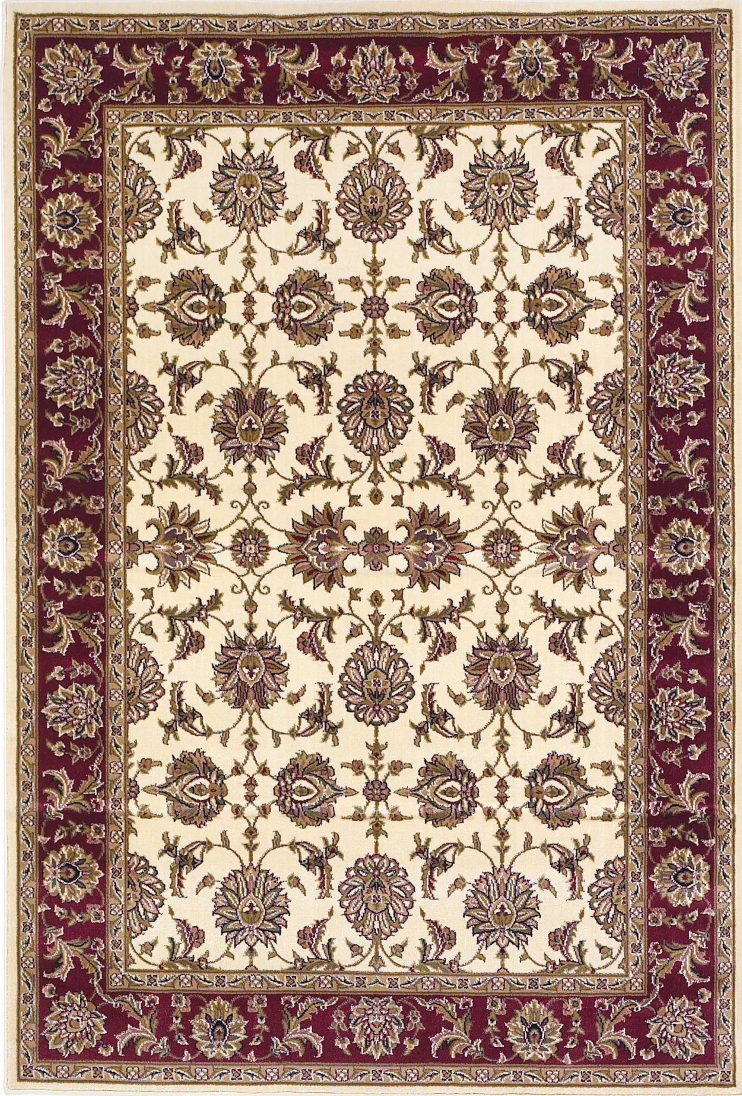 2' X 3' Red Ivory And Brown Floral Medallion Area Rug