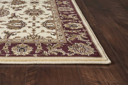 2' X 3' Red Ivory And Brown Floral Medallion Area Rug