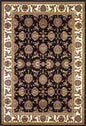5' X 8' Black Ivory And Brown Floral Medallion Area Rug