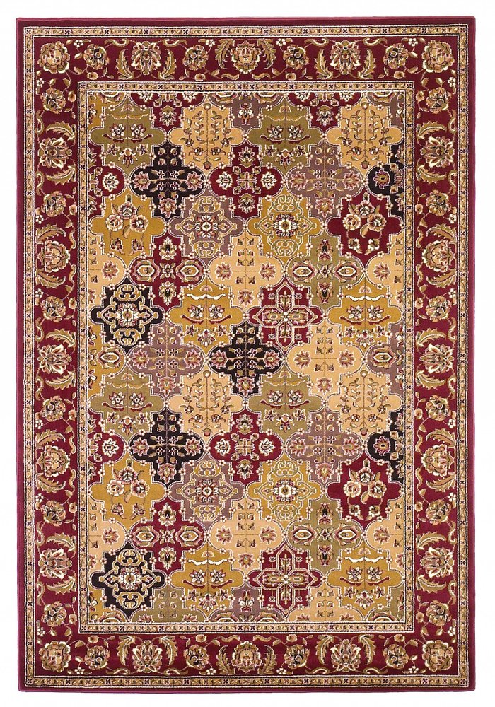 5' X 8' Red Orange And Black Quatrefoil Area Rug