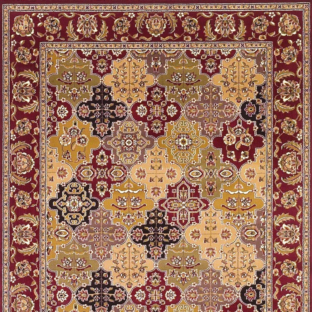 5' X 8' Red Orange And Black Quatrefoil Area Rug
