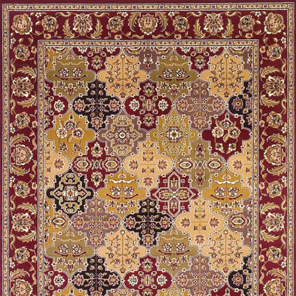 5' X 8' Red Orange And Black Quatrefoil Area Rug