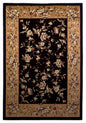 5' X 8' Black Beige Machine Woven Floral Vines Indoor Area Rug