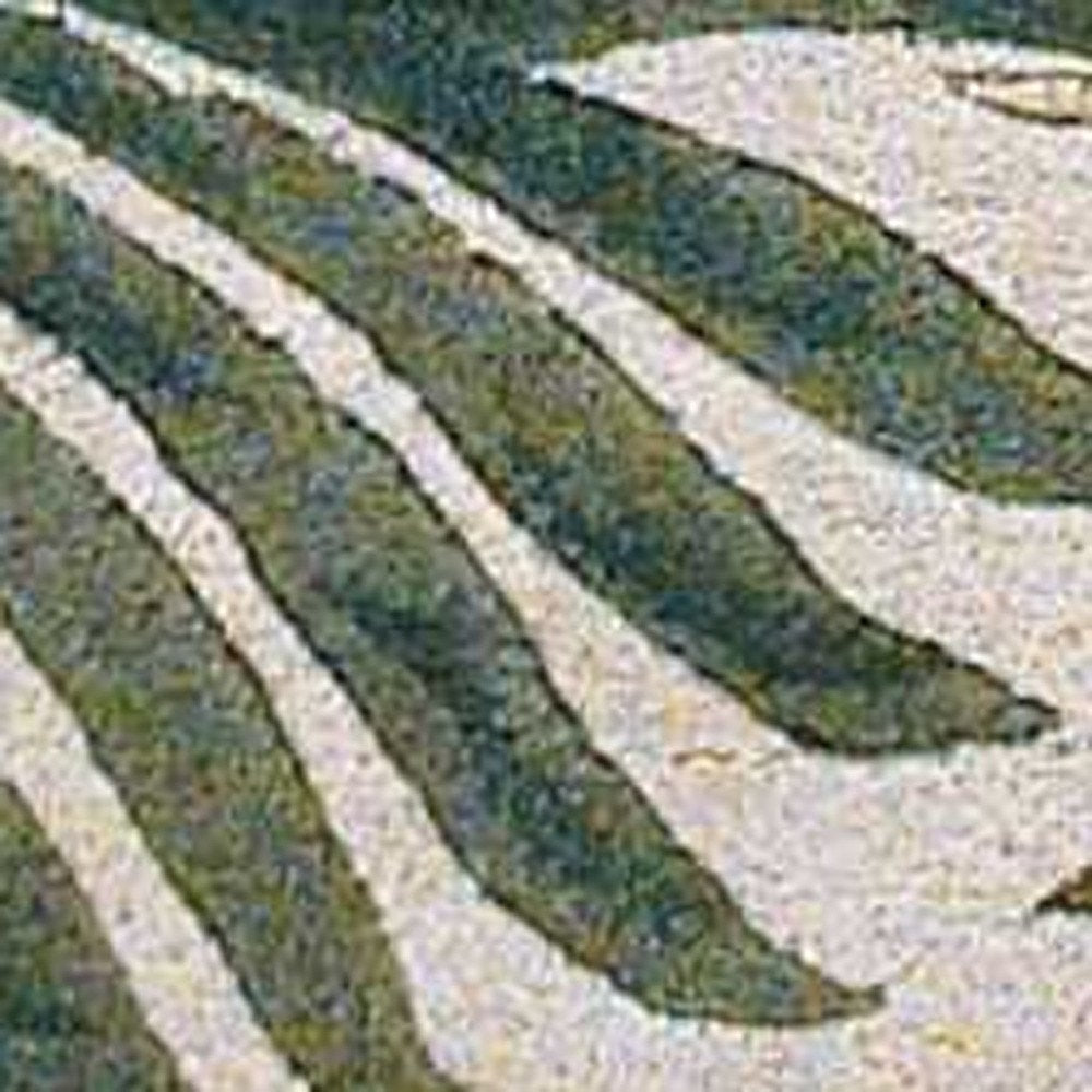 3' X 5' Natural Green And Brown Wool Botanical Leaves Hand Tufted Area Rug