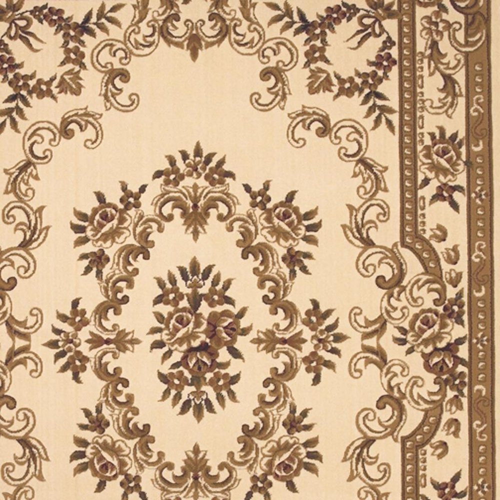 2' X 3' Beige And Brown Floral Medallion Area Rug