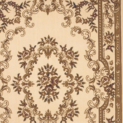 2' X 3' Beige And Brown Floral Medallion Area Rug