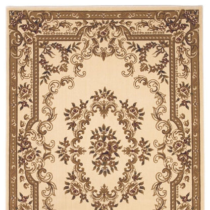 2' X 3' Beige And Brown Floral Medallion Area Rug