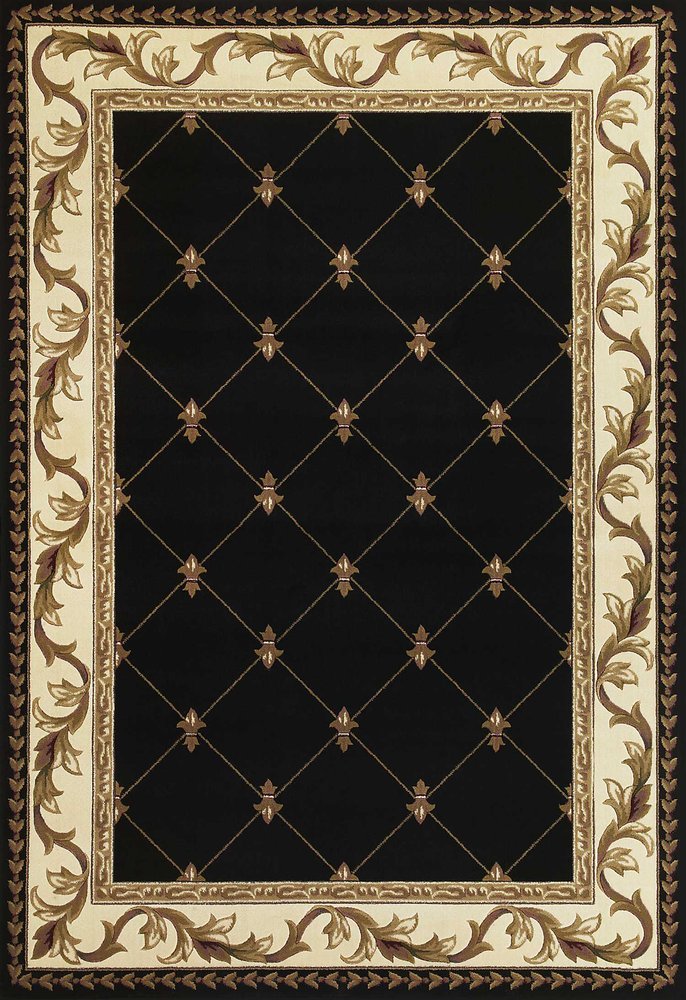5' X 8' Brown Black And Ivory Floral Vines Area Rug