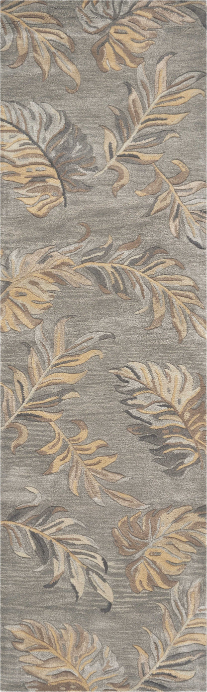 5' X 8' Grey Hand Tufted Tropical Palms Indoor Area Rug