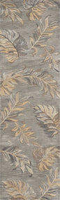 5' X 8' Gray And Taupe Wool Botanical Leaves Hand Tufted Area Rug