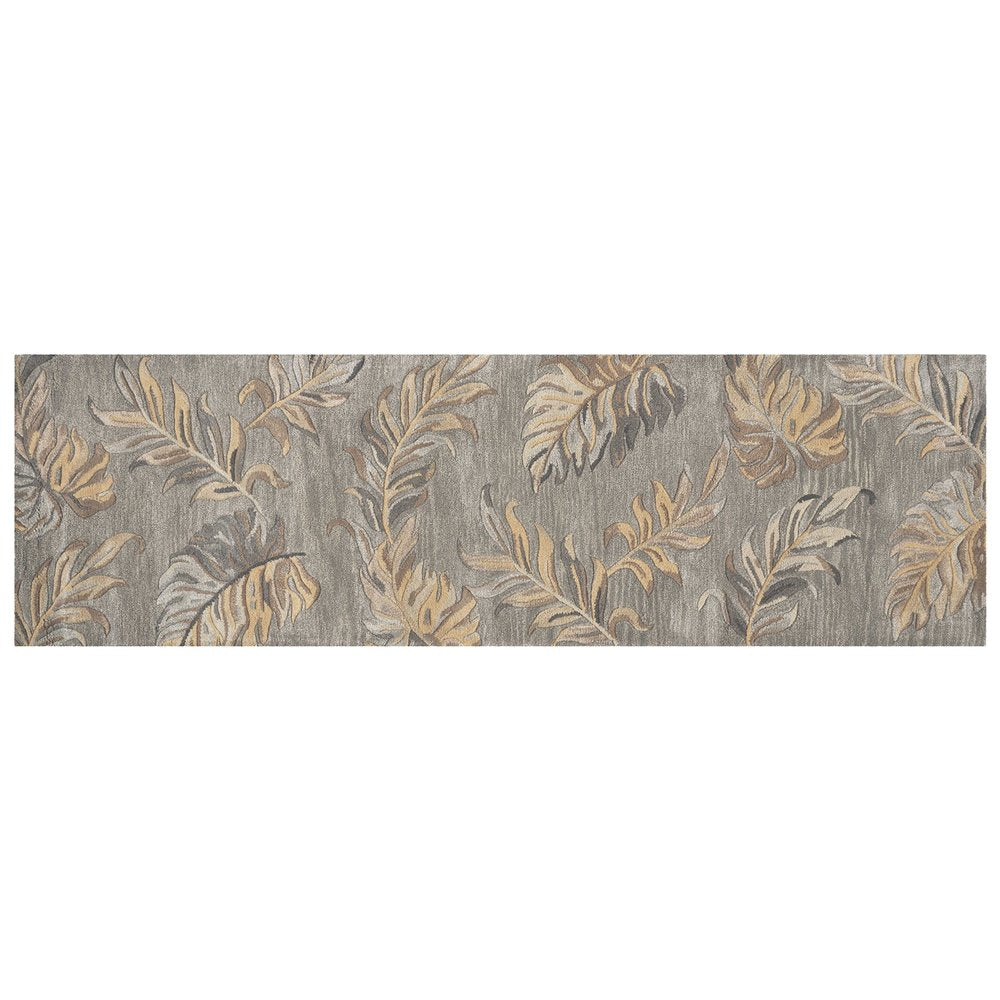 5' X 8' Gray And Taupe Wool Botanical Leaves Hand Tufted Area Rug