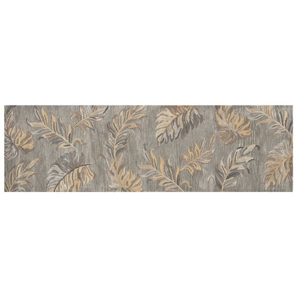 5' X 8' Gray And Taupe Wool Botanical Leaves Hand Tufted Area Rug