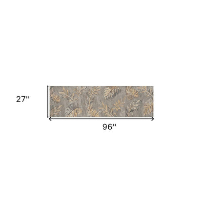 5' X 8' Gray And Taupe Wool Botanical Leaves Hand Tufted Area Rug