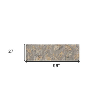 5' X 8' Gray And Taupe Wool Botanical Leaves Hand Tufted Area Rug