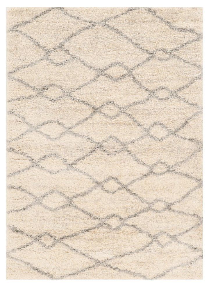 5' X 8' Ivory And Gray Chain Area Rug