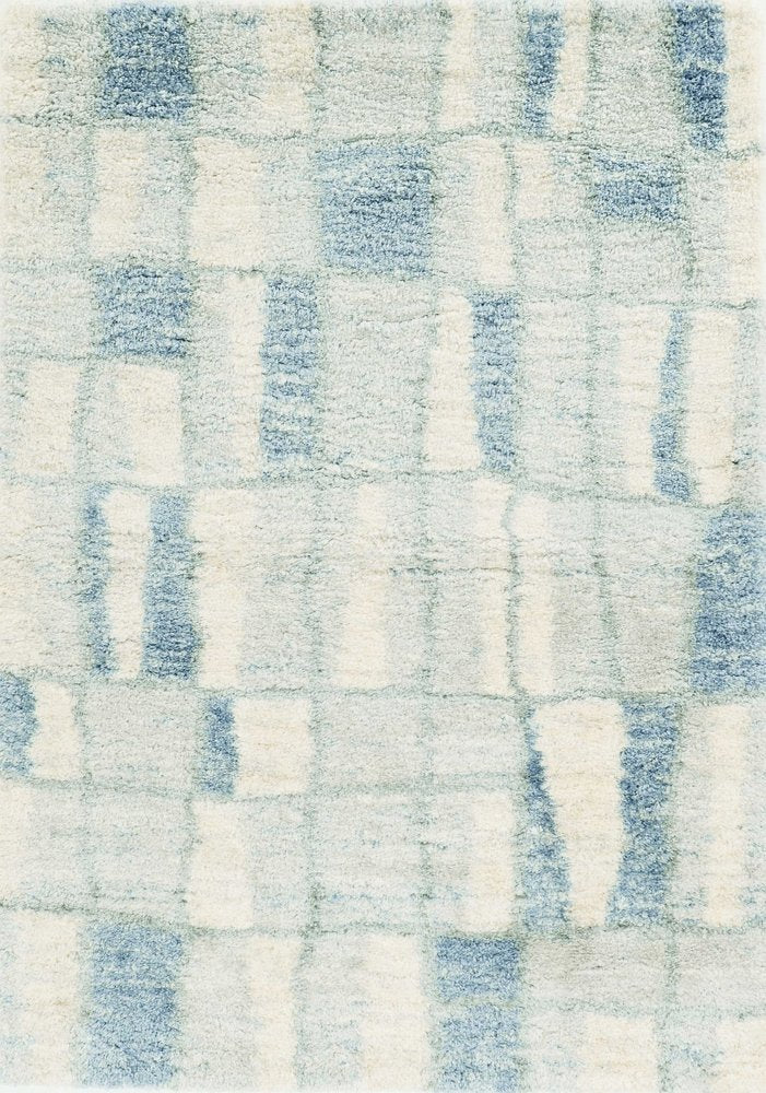 5' X 8' Ivory And Blue Abstract Area Rug