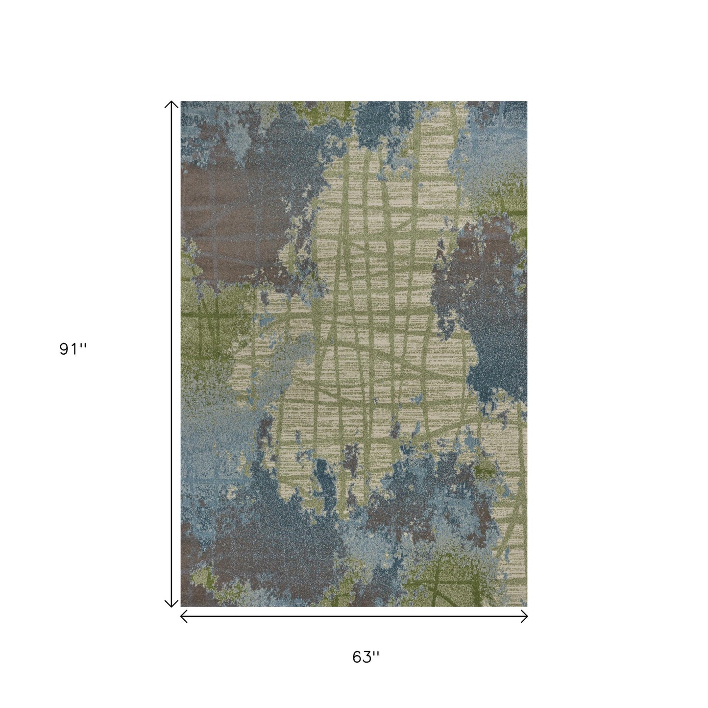 8' X 11' Green Blue Machine Woven Abstract Indoor Area Rug